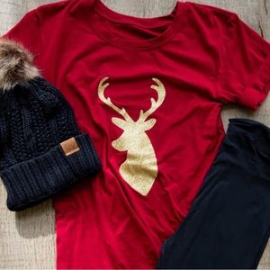 Glitter reindeer top